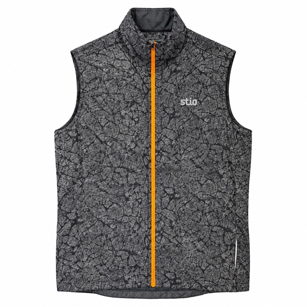 Stio Second Light Vest Mens Size M Grey Crackle Print Full Zip Outdoor Hiking